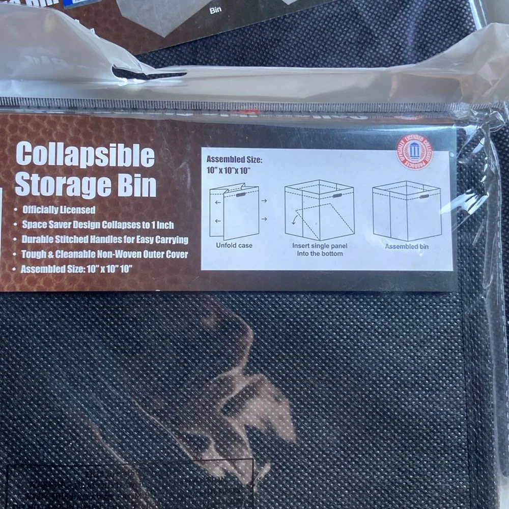 X2 University of Minnesota UMN Black Collapsible Storage Bins
